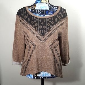 Heathered Brown BOHO high low light sweater